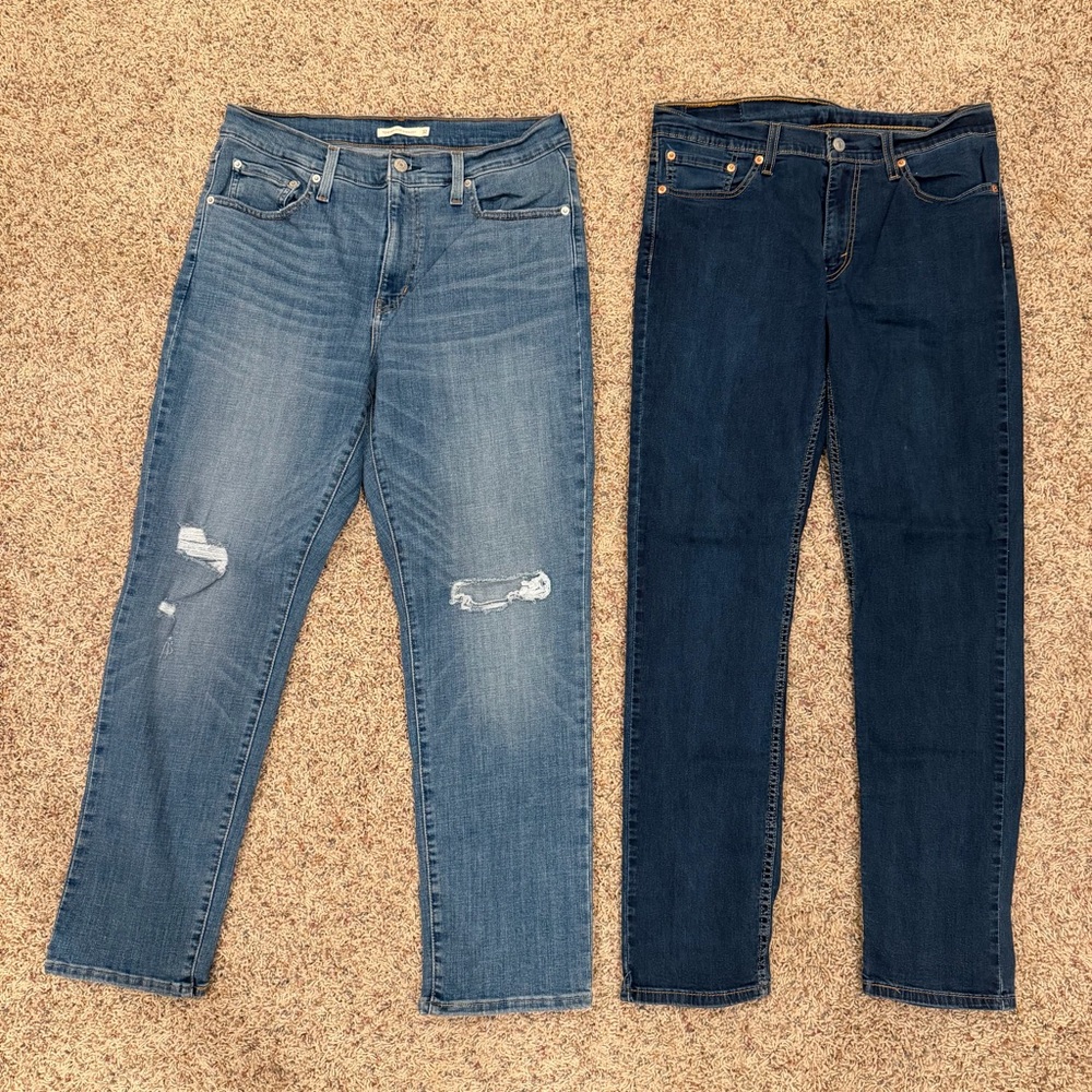 Levi's Women's Straight Leg Jeans - Light and Dark Blue